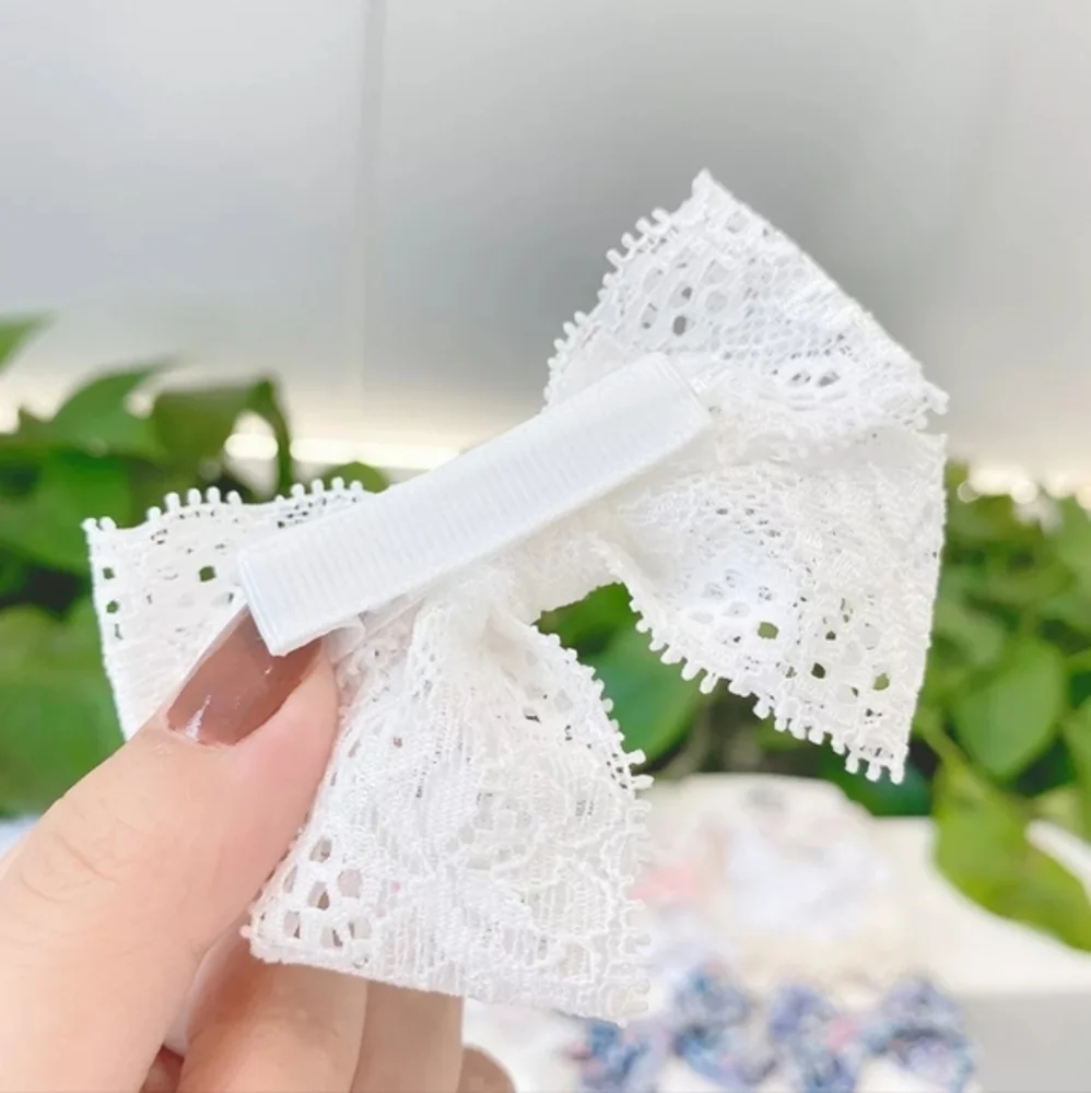 NWT Boho Hair bows White Cream Lace Crochet Girls Women Fairy Wedding Beige‎